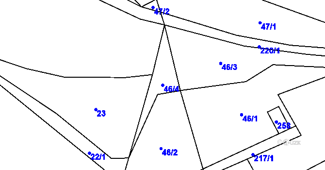 Parcela st. 46/4 v KÚ Březinka, Katastrální mapa