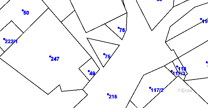 Parcela st. 75 v KÚ Březinka, Katastrální mapa