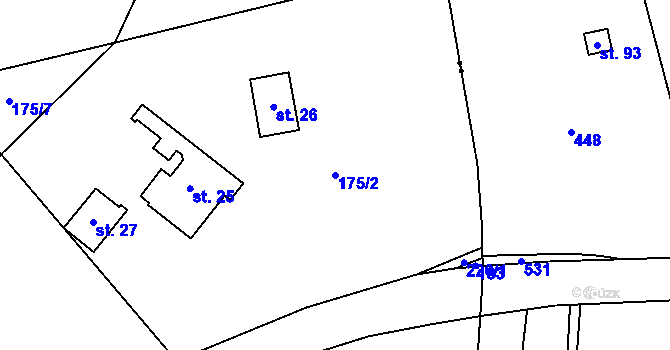 Parcela st. 175/2 v KÚ Březinka, Katastrální mapa