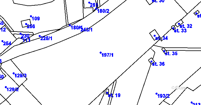 Parcela st. 197/1 v KÚ Březinka, Katastrální mapa