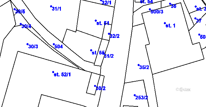 Parcela st. 31/2 v KÚ Slatina u Jevíčka, Katastrální mapa