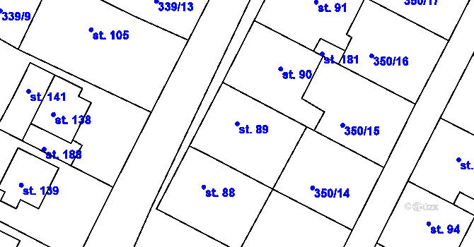 Parcela st. 89 v KÚ Slatina u Vysokého Mýta, Katastrální mapa