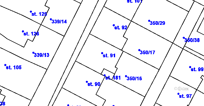 Parcela st. 91 v KÚ Slatina u Vysokého Mýta, Katastrální mapa