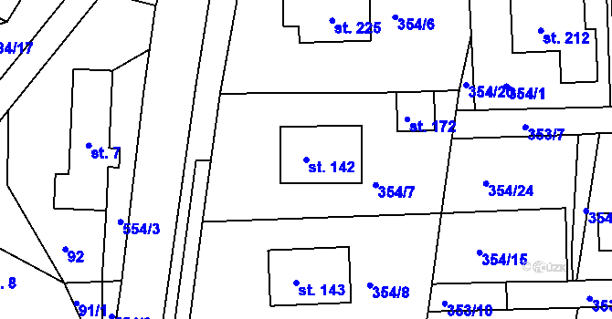 Parcela st. 142 v KÚ Slatina u Vysokého Mýta, Katastrální mapa