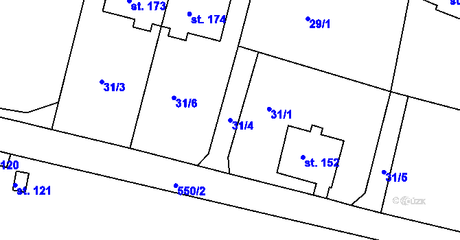 Parcela st. 31/4 v KÚ Slatina u Vysokého Mýta, Katastrální mapa