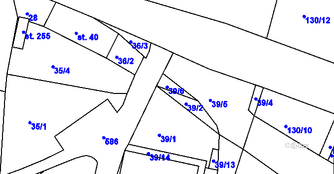 Parcela st. 39/6 v KÚ Slatina u Vysokého Mýta, Katastrální mapa