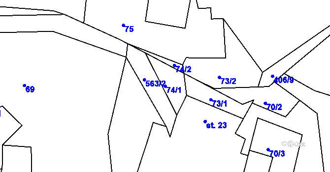 Parcela st. 74/1 v KÚ Slatina u Vysokého Mýta, Katastrální mapa