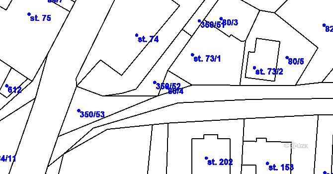 Parcela st. 80/4 v KÚ Slatina u Vysokého Mýta, Katastrální mapa