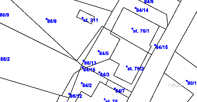 Parcela st. 84/5 v KÚ Slatina u Vysokého Mýta, Katastrální mapa