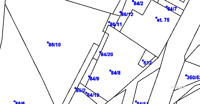 Parcela st. 84/20 v KÚ Slatina u Vysokého Mýta, Katastrální mapa