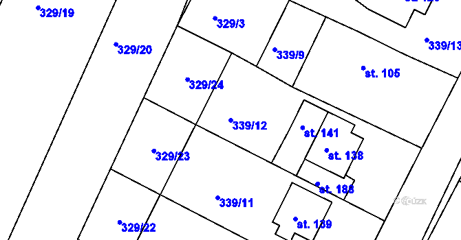 Parcela st. 339/12 v KÚ Slatina u Vysokého Mýta, Katastrální mapa
