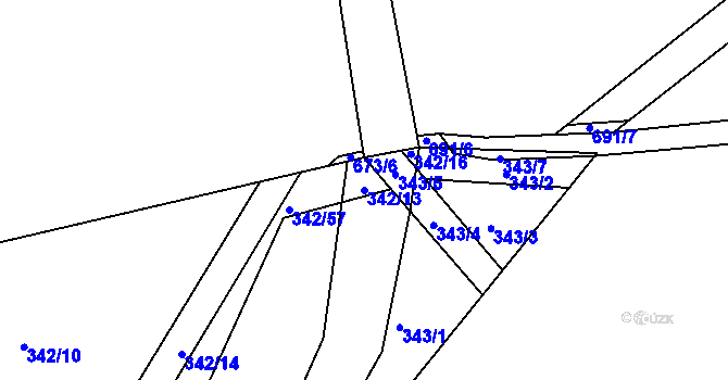 Parcela st. 342/13 v KÚ Slatina u Vysokého Mýta, Katastrální mapa