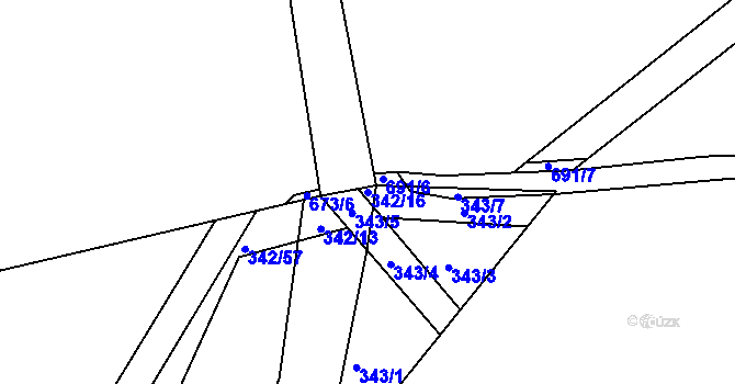 Parcela st. 342/16 v KÚ Slatina u Vysokého Mýta, Katastrální mapa