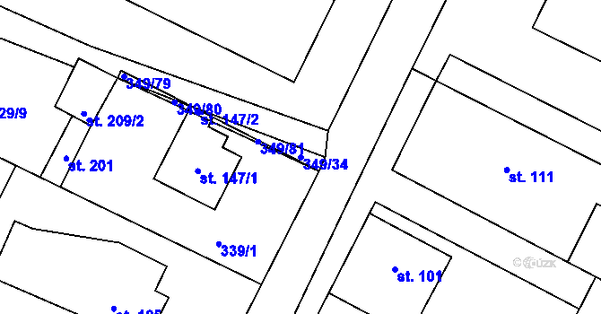 Parcela st. 349/34 v KÚ Slatina u Vysokého Mýta, Katastrální mapa