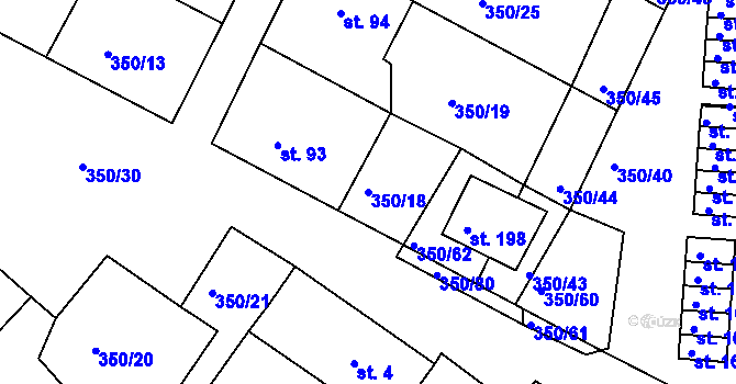 Parcela st. 350/18 v KÚ Slatina u Vysokého Mýta, Katastrální mapa