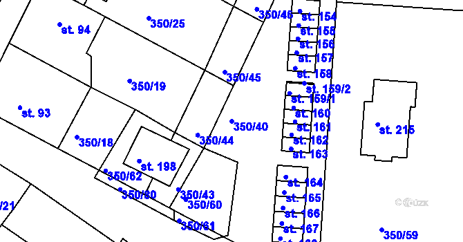 Parcela st. 350/40 v KÚ Slatina u Vysokého Mýta, Katastrální mapa