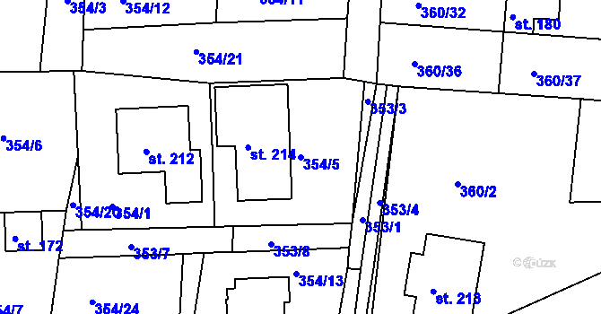 Parcela st. 354/5 v KÚ Slatina u Vysokého Mýta, Katastrální mapa
