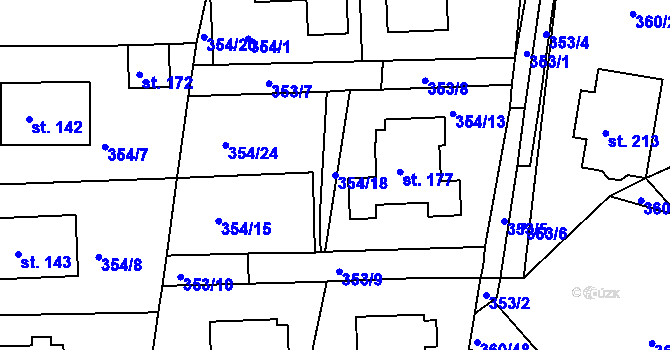 Parcela st. 354/18 v KÚ Slatina u Vysokého Mýta, Katastrální mapa