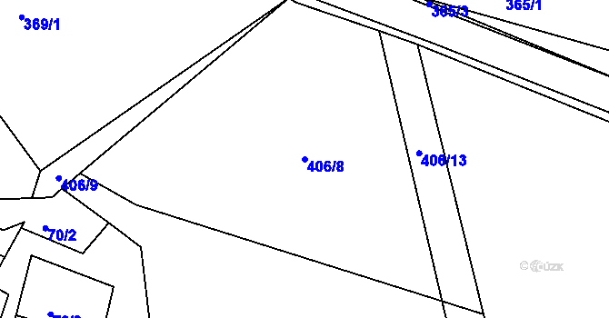 Parcela st. 406/8 v KÚ Slatina u Vysokého Mýta, Katastrální mapa