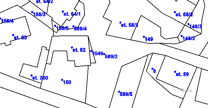 Parcela st. 589/2 v KÚ Slatina u Vysokého Mýta, Katastrální mapa