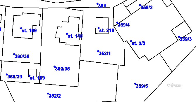 Parcela st. 352/1 v KÚ Slatina u Vysokého Mýta, Katastrální mapa