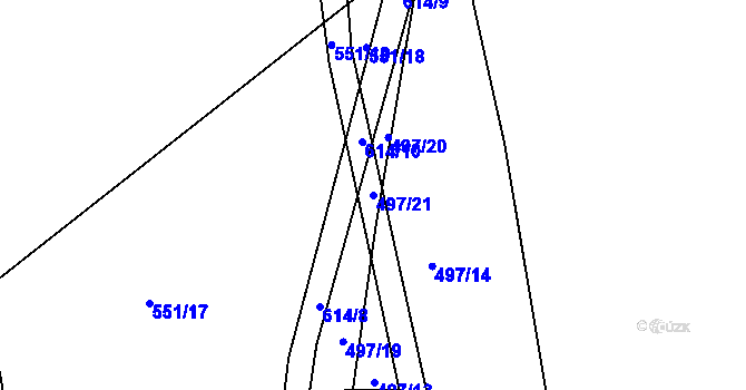 Parcela st. 497/21 v KÚ Slatina u Vysokého Mýta, Katastrální mapa