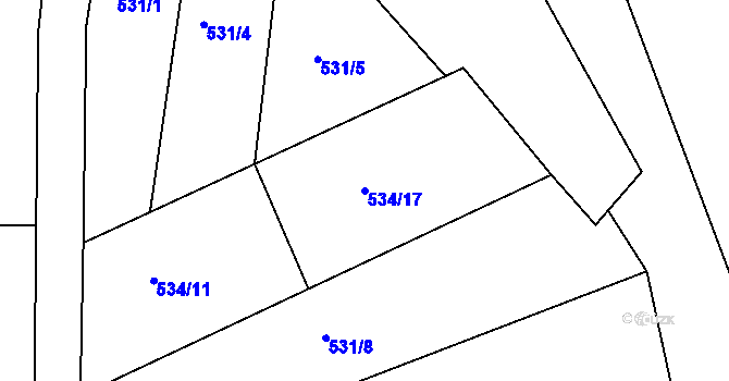 Parcela st. 534/17 v KÚ Slatina u Vysokého Mýta, Katastrální mapa