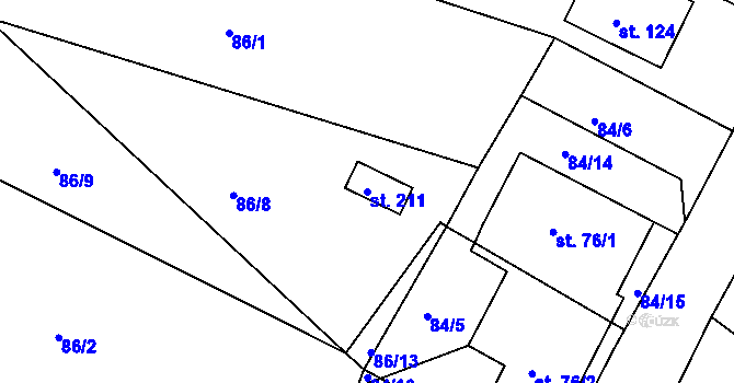Parcela st. 211 v KÚ Slatina u Vysokého Mýta, Katastrální mapa