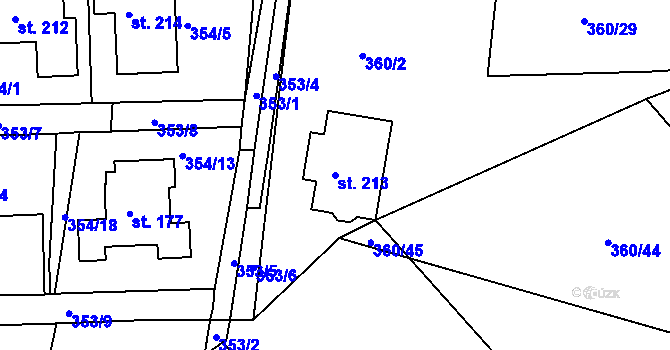 Parcela st. 213 v KÚ Slatina u Vysokého Mýta, Katastrální mapa