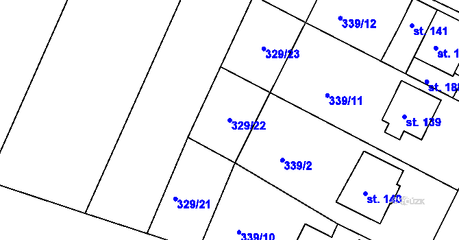 Parcela st. 329/22 v KÚ Slatina u Vysokého Mýta, Katastrální mapa