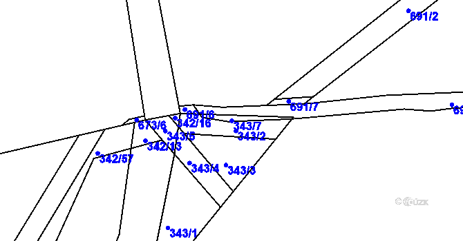 Parcela st. 343/7 v KÚ Slatina u Vysokého Mýta, Katastrální mapa