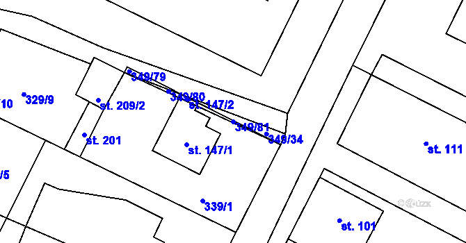 Parcela st. 349/81 v KÚ Slatina u Vysokého Mýta, Katastrální mapa