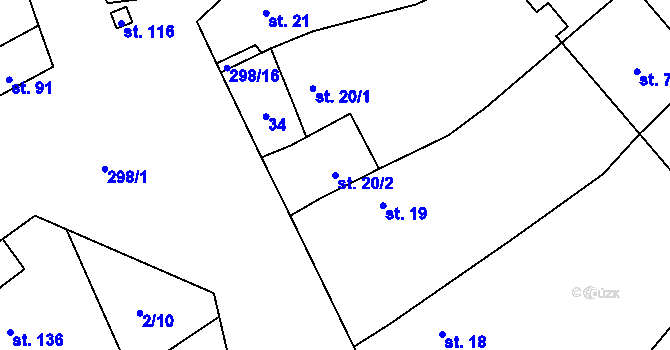 Parcela st. 20/2 v KÚ Slatina u Jevišovic, Katastrální mapa
