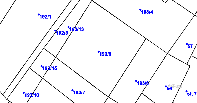 Parcela st. 193/5 v KÚ Slatina u Jevišovic, Katastrální mapa