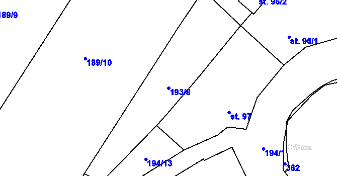 Parcela st. 193/8 v KÚ Slatina u Jevišovic, Katastrální mapa