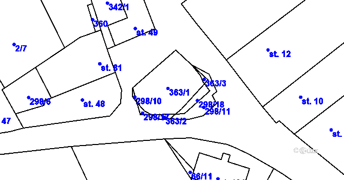 Parcela st. 363 v KÚ Slatina u Jevišovic, Katastrální mapa