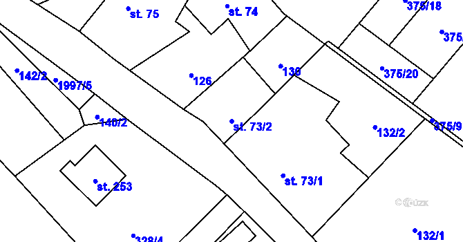 Parcela st. 73/2 v KÚ Slatina u Bílovce, Katastrální mapa