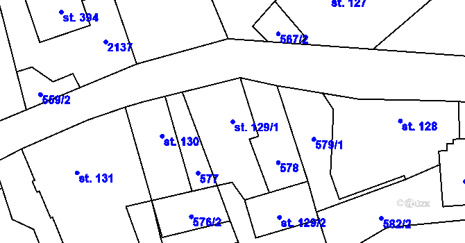 Parcela st. 129/1 v KÚ Slatina u Bílovce, Katastrální mapa
