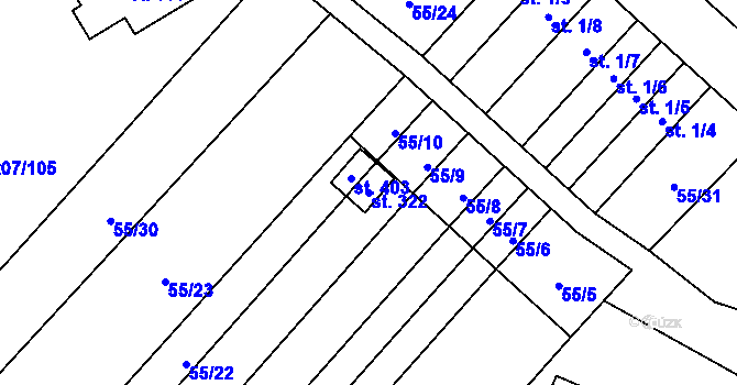 Parcela st. 322 v KÚ Slatina u Bílovce, Katastrální mapa