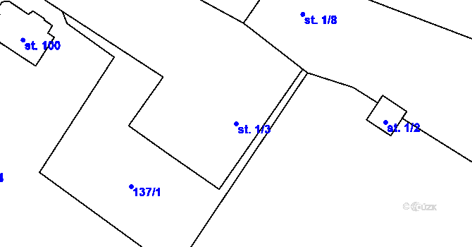 Parcela st. 1/3 v KÚ Výškovice u Slatiny, Katastrální mapa