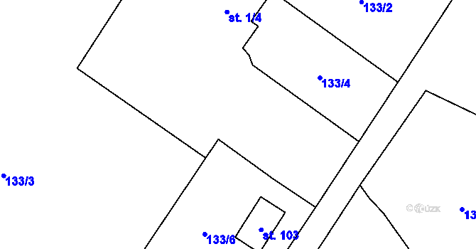 Parcela st. 1/4 v KÚ Výškovice u Slatiny, Katastrální mapa