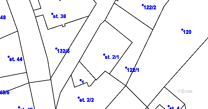 Parcela st. 2/1 v KÚ Výškovice u Slatiny, Katastrální mapa