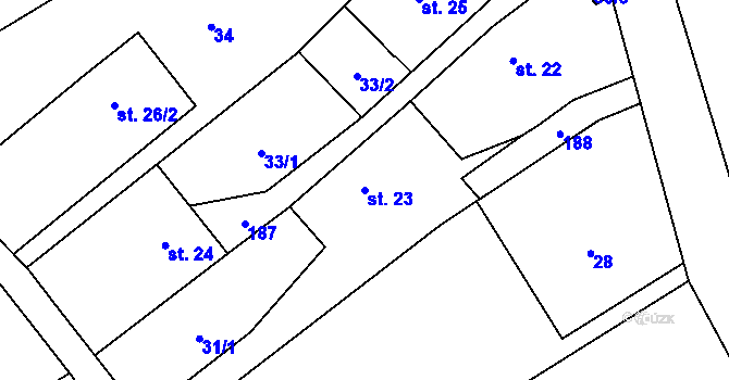 Parcela st. 23 v KÚ Výškovice u Slatiny, Katastrální mapa