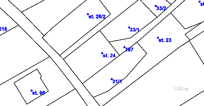Parcela st. 24 v KÚ Výškovice u Slatiny, Katastrální mapa