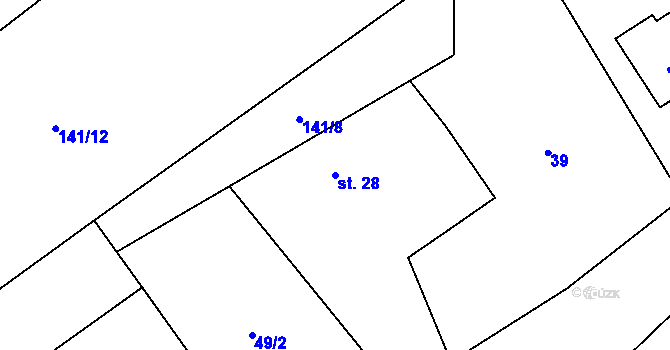 Parcela st. 28 v KÚ Výškovice u Slatiny, Katastrální mapa