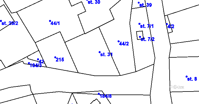 Parcela st. 31 v KÚ Výškovice u Slatiny, Katastrální mapa