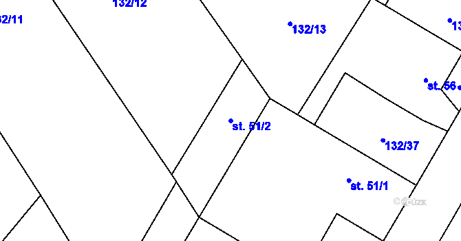 Parcela st. 51/2 v KÚ Výškovice u Slatiny, Katastrální mapa