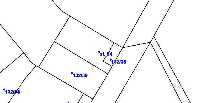Parcela st. 54 v KÚ Výškovice u Slatiny, Katastrální mapa