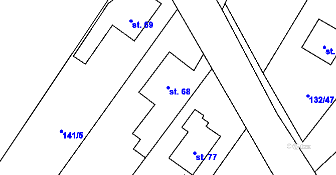 Parcela st. 68 v KÚ Výškovice u Slatiny, Katastrální mapa
