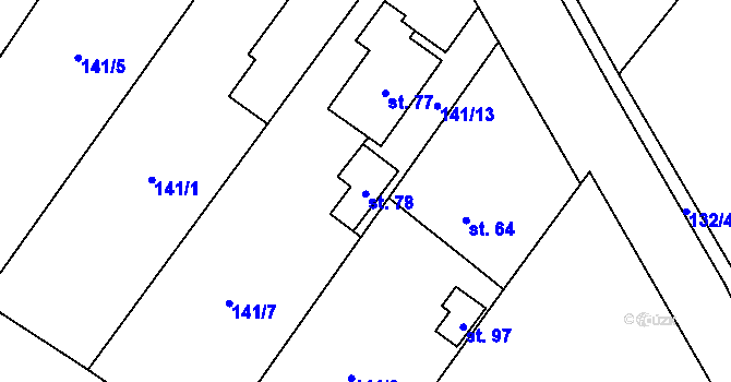 Parcela st. 78 v KÚ Výškovice u Slatiny, Katastrální mapa